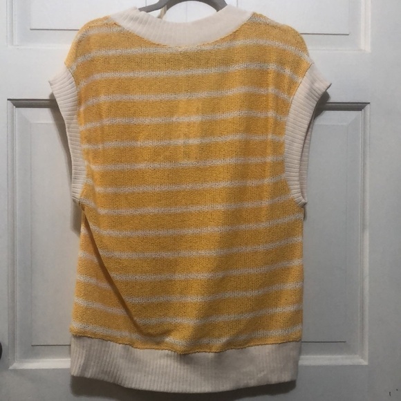 ZARA knit sleeveless oversized knit V- neck top stripes yellow size small - Picture 6 of 7